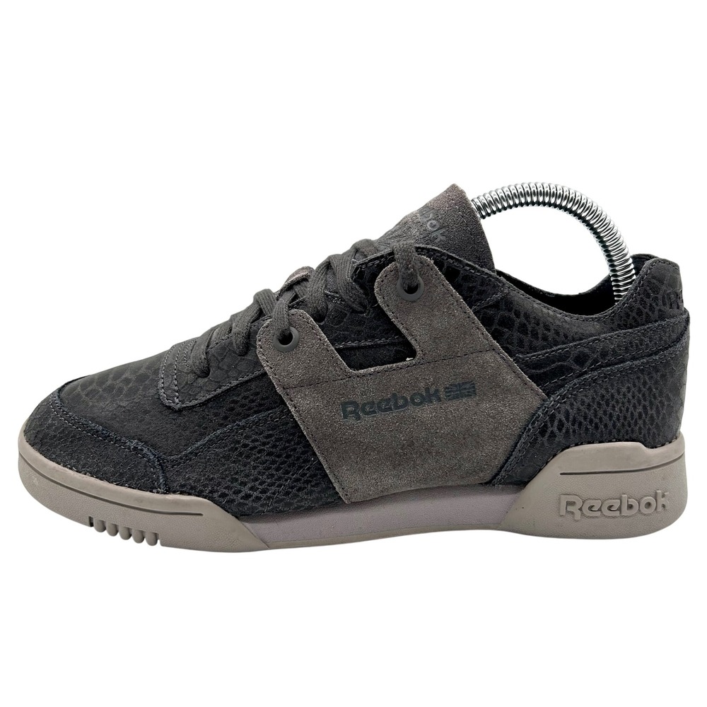 Reebok Workout Plus Sneakers Low Top Casual Shoes Men's‎ 8.5 Gray Snake Print